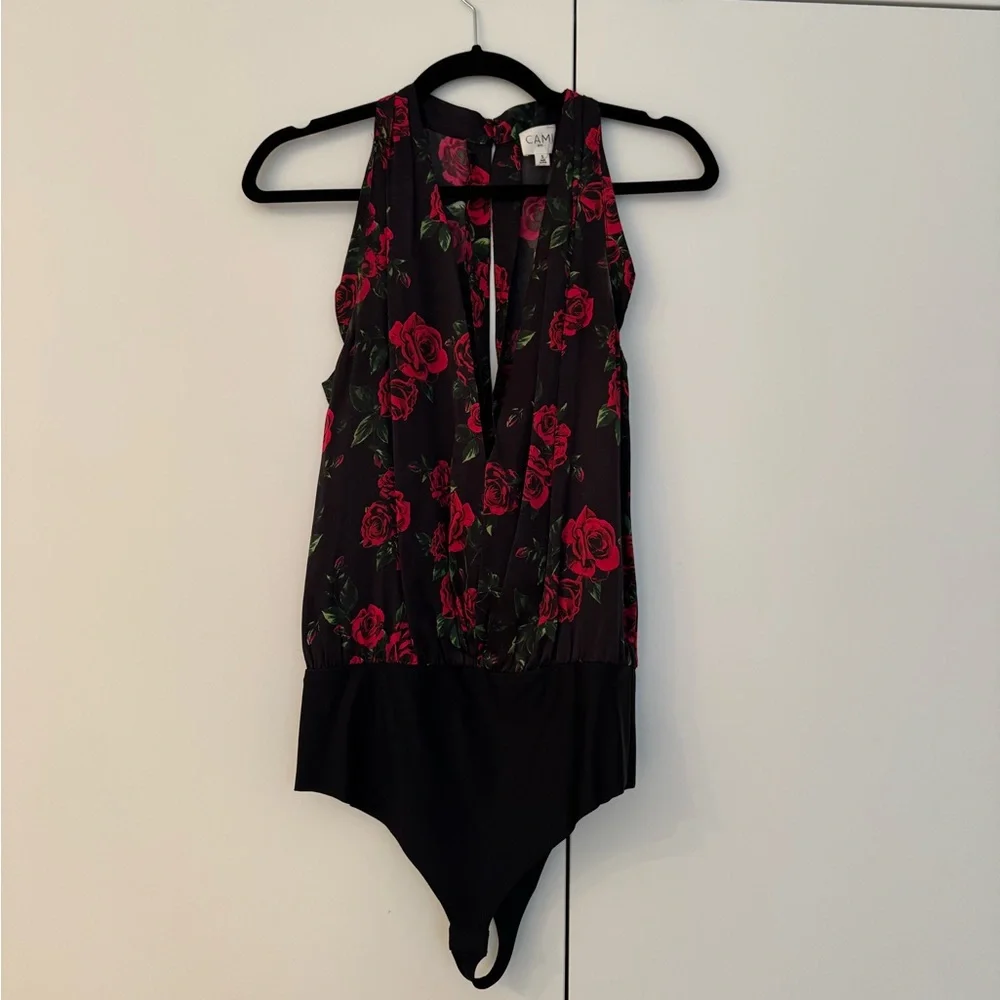 Cami NYC Black and Red Floral Bodysuit - Picture 1 of 4
